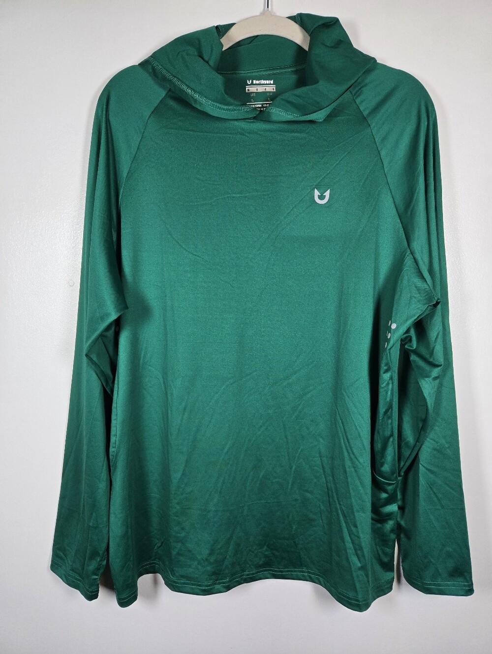 Northyard Green Performance UPF Outdoor Hoodie Pullover Shirt Mens Size Large